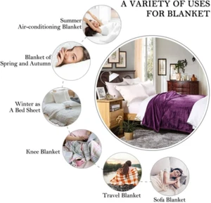 Flannel Fleece Throw Blanket Purple - Super Soft Plush Microfiber Solid Blanket - Picture 1 of 9