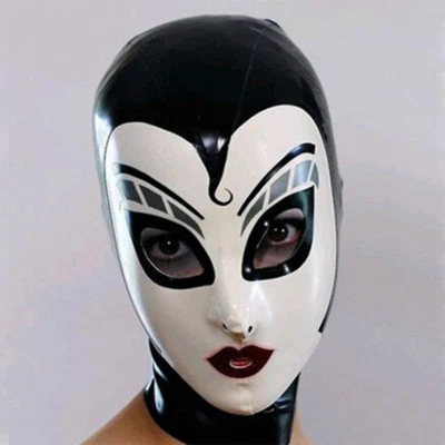 Latex Hood Handmade Rubber Drama Cosplay Maid Mask Heroine Headgear Club Wear - Image 1 of 4