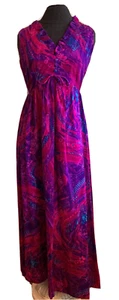 Vintage Liberty House by Lilia Honolulu Women's Dress Maxi Long Mod Purple Print - Picture 1 of 14