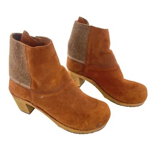 Sanita Brown Leather Bootie Ankle Suede Women's Size 6.5 Preowned - Picture 1 of 6