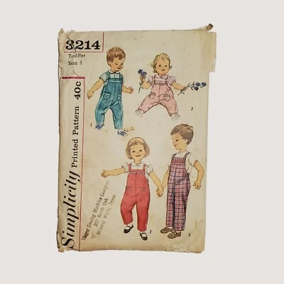Simplicity 3214 Sewing Pattern Toddler Sz 1 Blouse & Overalls CUT - Image 1 of 4