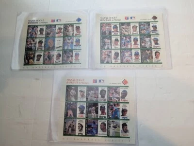 THREE MAJOR LEAGUE BASEBALL COMMEMORATIVE  STAMP SHEETS with COA SERIES 2 #1 - Image 1 of 4