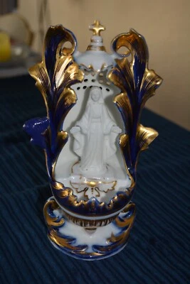 BENITIER en porcelaine de VALENTINE ou BAYEUX avec vierge Marie - Photo 1/4
