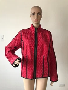 Casual Reversible Red & Black Quilted Jacket Coat Zipper Machine Washable L - Picture 1 of 12