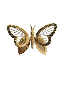 Vintage Monet Filigree Butterfly Brooch Pin Gold Tone - Picture 1 of 17