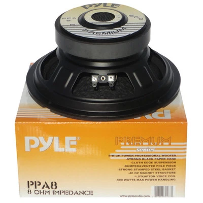 MEDIO BASSO 20,0 CM PYLE PPA8 PPA 200 WATT RMS 200 MM NERO 8 OHM CASSE ACUSTICHE - Immagine 1 di 4
