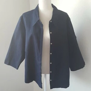 Ashley Stewart Stretch Denim Blue Jean Snap-up Jacket Plus Size 24 Sleeve 3/4 - Picture 1 of 12