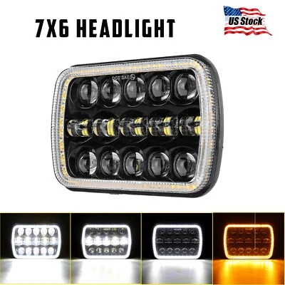 For 82-93 Chevy S10 Blazer GMC S15 7X6" Projector LED Headlight Hi/Lo Beam DRL - Image 1 of 4