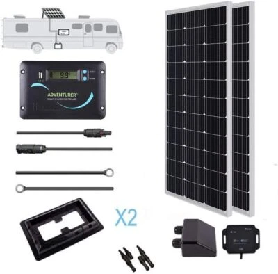 Renogy 200W Solar Panel Kit 12V w/ 30A LCD Battery Charge Controller Mono RV Van