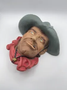 RARE VINTAGE CHALKWARE COWBOY HEAD FOR WALL HANGING DECOR - Picture 1 of 4