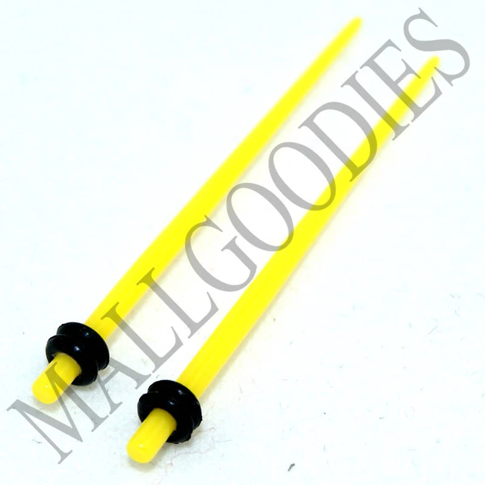 Tampões de ouvido expansores cônicos amarelos acrílico V040 medidores 8 6 4 2 0 00 G - Imagem 1 de 1