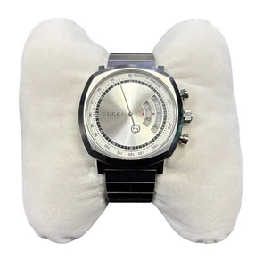 GUCCI Grip 40MM CHRONO SLVR Dial SS Bracelet Men's Watch - Picture 1 of 3