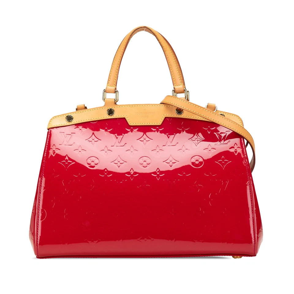 Cartera de cuero roja autenticada Louis Vuitton con monograma Vernis Brea MM Foto 1 de 4
