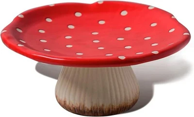 Mushroom Cake Stand, 9 in Polka Dot Safety Ceramic Display Plate Serving Tray - image 1 of 4