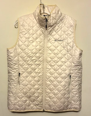 Columbia Women's Quilted Omni-Heat Vest Full Zip Size XL Cream Winter White EUC - Image 1 of 4