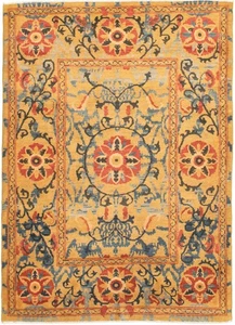 Vintage Light Brown Traditional 4'0" x 5'8" Oriental Hand-Knotted Wool Area Rug - Picture 1 of 9