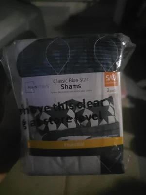 Paquete de 2 fundas de almohada Mainstays Standard/Queen Shams Blue Star edredón solapas Foto 1 de 4