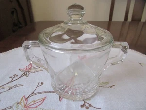 CROWN CRYSTAL DEPRESSION GLASS LIDDED SUGAR BOWL C1930 - Picture 1 of 8