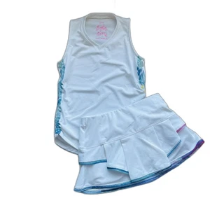 Lucky In Love Girl V-Neck Tank + Skirt Athletic Set Size XS (6 years) - Picture 1 of 10