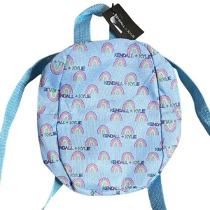 Kendall & Kylie Mini Backpack, Rainbow Pattern, Pastel Blue, NEW, flawed - Picture 1 of 7