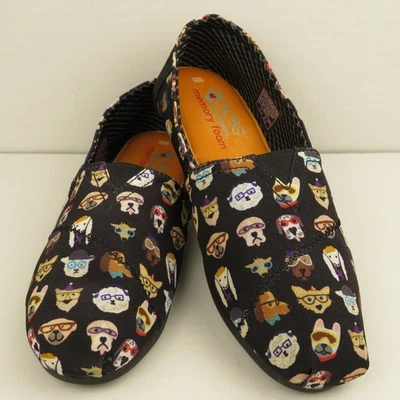 Zapatos Skechers BOBS para perros sin cordones de lona para mujer talla 9,5 W negros planos cómodos Foto 1 de 4