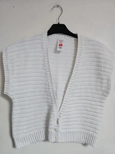 Vintage St Michael Cardigan Tank Jumper Top Knitted White Size 14 - Picture 1 of 6