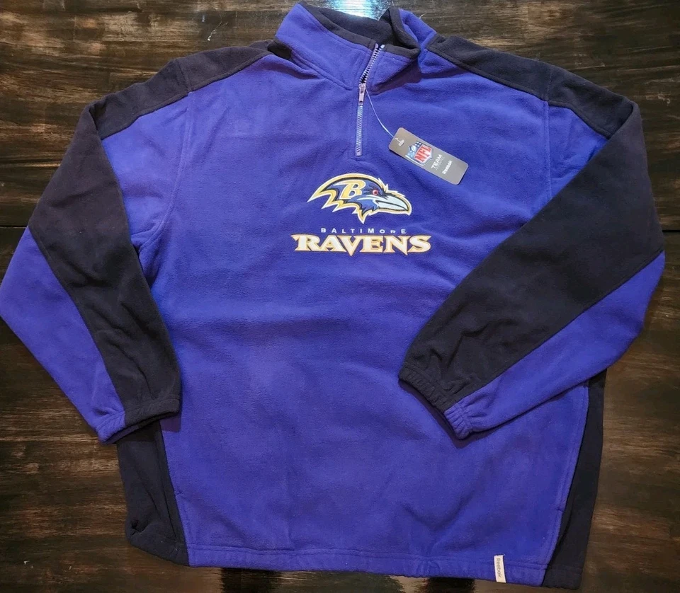 JAQUETA MASCULINA DE LÃ BALTIMORE RAVENS REEBOK - NFL ONFIELD quarto de zíper 2XL NOVA NOS - Imagem 1 de 4
