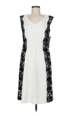 Nuevo Vestido Chetta B Para Mujer 8 Blanco y Negro Sin Mangas Negocios Clásico Encaje Foto 1 de 4