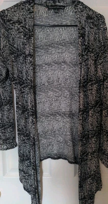 Cárdigan Cascada French Laundry Para Mujer Talla S Frente Abierto Negro Blanco Suéter  Foto 1 de 4