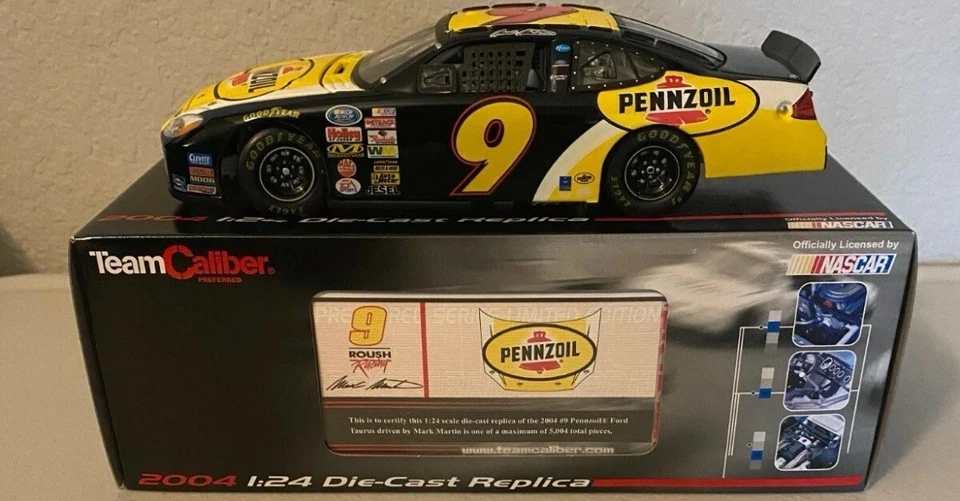 Mark Martin #9 PENNZOIL 2004 1/24 КОМАНДНЫЙ КАЛИБР ПРЕДПОЧТИТЕЛЬНЫЙ ЛИТОЙ ограниченный выпуск - Изображение 1 из 1