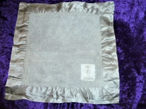 Little Giraffe Gray Chenille Mini Blankie Security Blanket Baby Satin Silver  - Picture 1 of 5