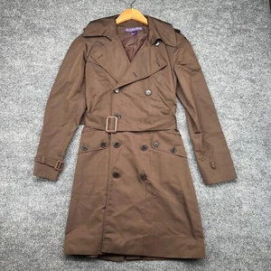 Vintage Ralph Lauren Collection Purple Label Silk Trench Coat Sz 2 Made In USA - Picture 1 of 16