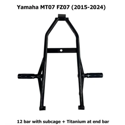 Yamaha MT07 FZ07 12 bar with subcage add Titanium fit 2015-2024 Part Steel Black - Imagem 1 de 4