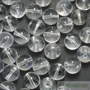100pcs Clear Glass Crystal Quartz Gemstones Smooth Round Ball Spacer Beads Pick