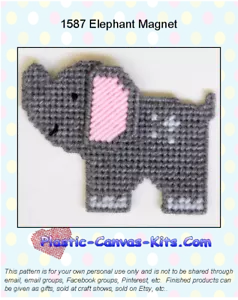 Kit o patrón de lona de plástico con imán de elefante - Imagen 1 de 1
