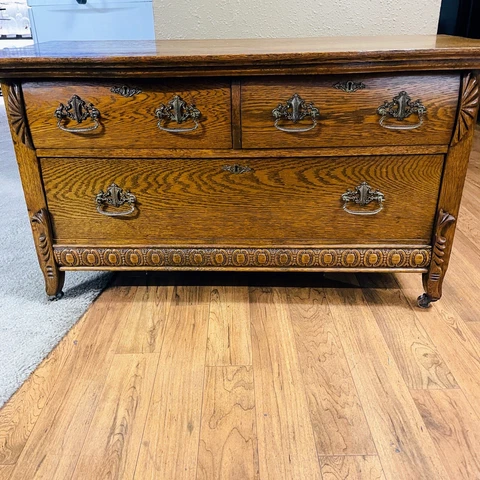 Antique Solid Oak Dresser Cover