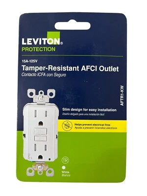 Leviton AFCI Tamper Resistant Wall Outlet White 15A 120V AFTR1-KW New - Image 1 of 2
