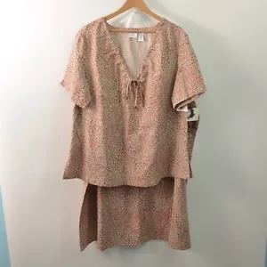 Jaclyn Smith NWT Skirt Blouse Outfit Set Linen Womens 2X/3X Animal Print Vintage - Picture 1 of 10