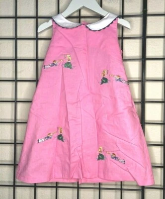 NWT-NEW Super Plush Bubble Gum Pink & Mermaids/Sailor Embroidery Dress Sz 6Y/6X - Image 1 of 4