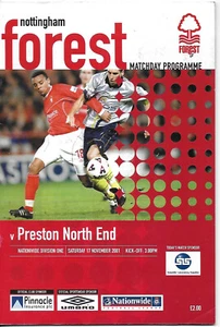 NOTTINGHAM FOREST V PRESTON NORTH END 17 NOV 2001 DIV 1 QUALITY 56 PAGES VGC - Picture 1 of 1