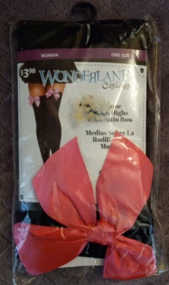 Wonderland Costumes Thigh Highs With Pink Satin Bow Accent - Image 1 of 2
