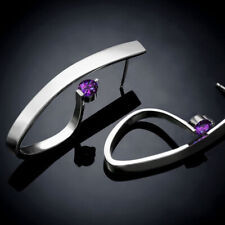 Simple Women 925 Silver 4 Colors Cubic Zirconia Stud Earrings Wedding Jewelry