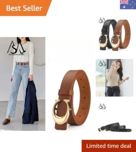 2023 Trendy Women's Belt Fashion Alloy Moon Button Multi Color Leather Thin B... - Picture 1 of 8