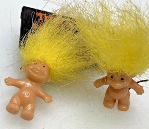 Troll Doll EARRINGS Yellow 1" Tiny NEW Vintage Standing Hanging Crafting Gifts - Picture 1 of 3