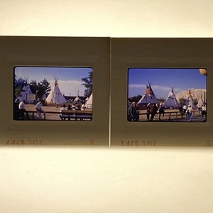 2 Vintage 1967 Film Dias Stony Tribe Nakoda Nation Stampede Corral Calgary Alberta - Bild 1 von 7