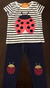 NWT Gymboree Girl Spring Forward Stripe Ladybug Tee /Leggings Outfit 2T 3T 4T 5T - Picture 1 of 7