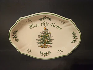 Spode Christmas Tree "Bless This Home" Tray England 10.75" S3324-AS - Picture 1 of 3