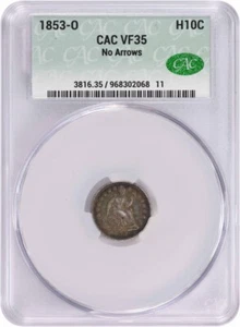 1853-O Liberty Seated Silver Half Dime No Arrows VF35 CACG - Picture 1 of 4