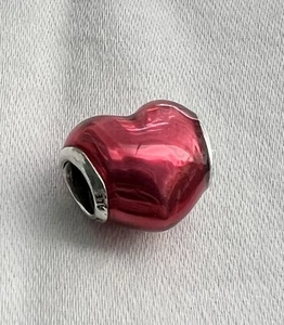 Authentic Pandora Valentine’s Day Gift Metallic Red Heart Charm ALE 925 - Picture 1 of 6
