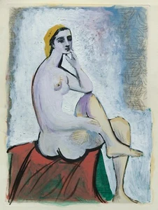 PABLO PICASSO Art Poster or Canvas Print "BAIGNEUSE AU POUF ROUGE" - Picture 1 of 1
